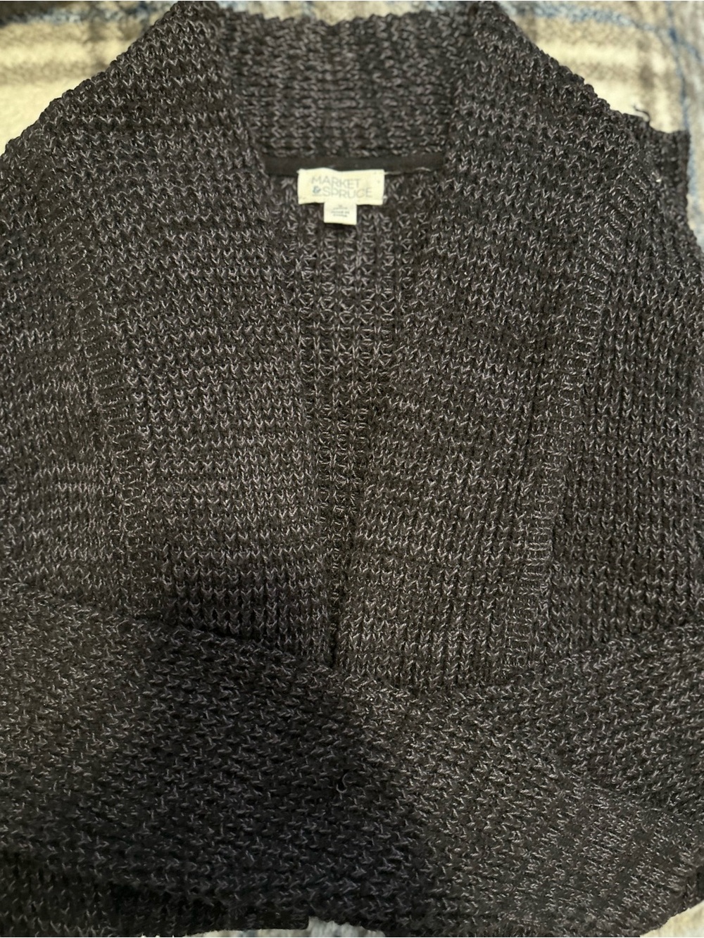 Market & Spruce Charcoal Marled Open-Front Cardigan